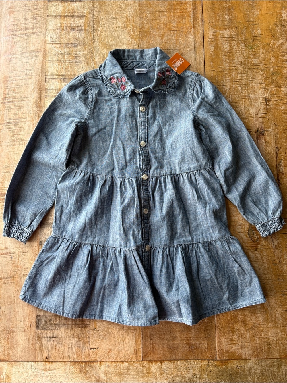 NWT Gymboree Girls Denim Dress with Floral Collar 5t